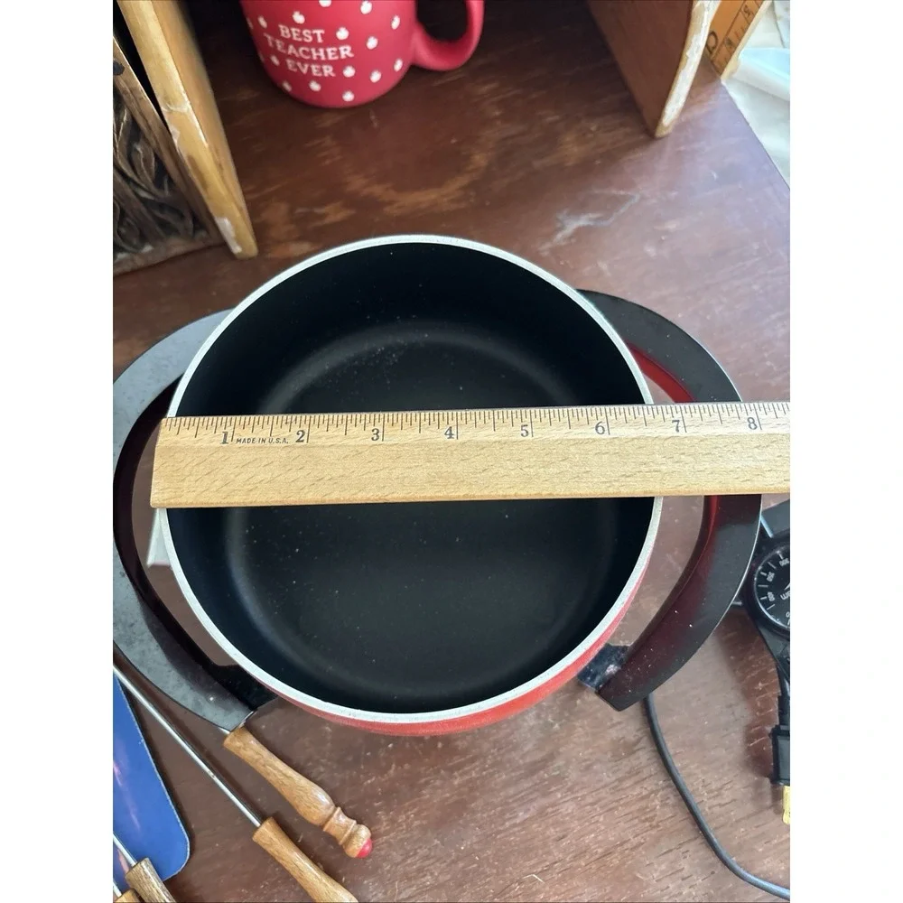 West Bend 3 Qt Red Electric Fondue Pot TESTED WORKS Vintage